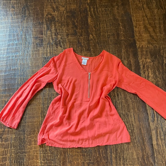 Michael Kors Tops | Michael Kors Coral Zipper Blouse - Picture 9 of 15